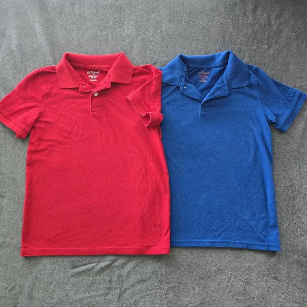 Cat & Jack Boys Short Sleeve Polo School Uniform Bundle Red Blue Size 8/10
